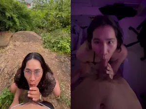 Mệt cục thịt với em yêu vừa uống trà sữa xong đòi ra bờ sông liếm cu